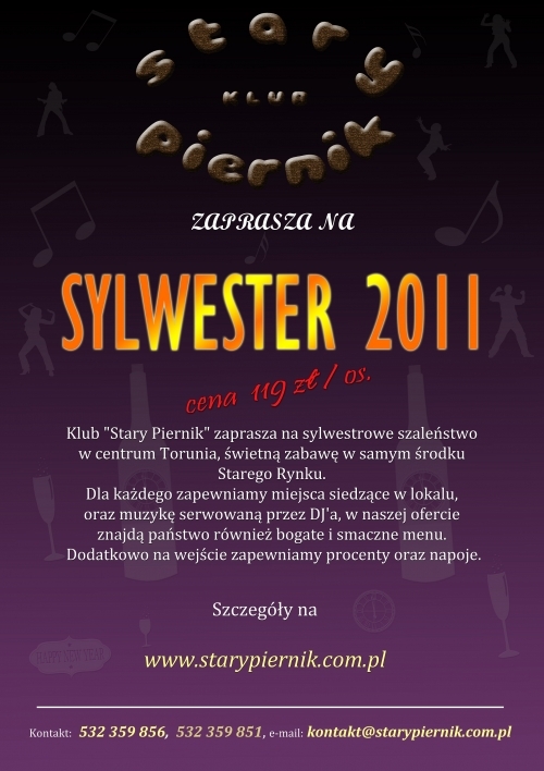 Plakat Toruń Sylwester 2011 Stary Piernik 