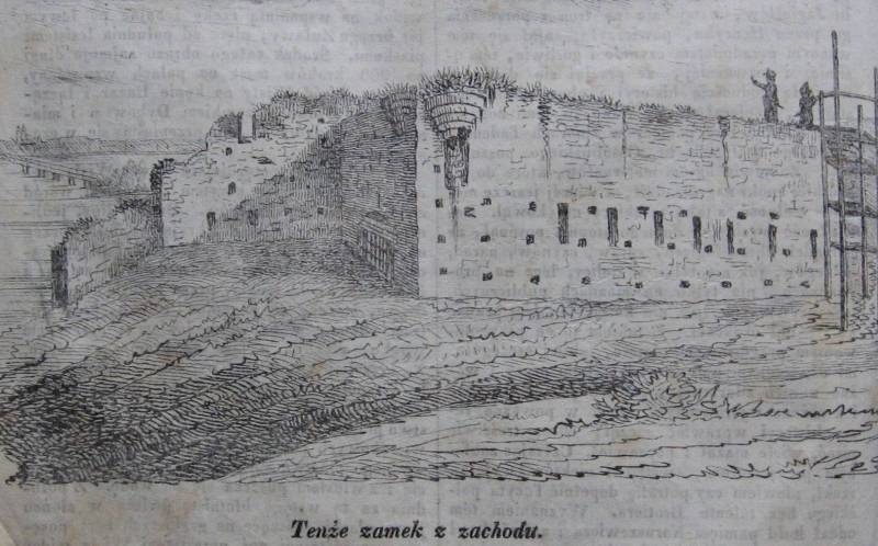 Zamek dybowski Toruń widok z zachodu grafika z 1842 roku