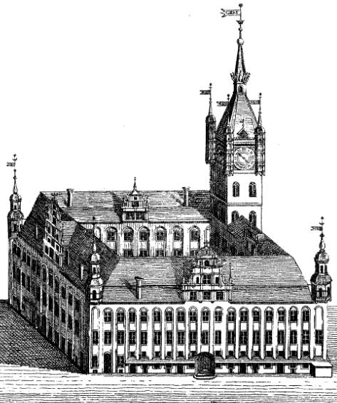 Toruń ratusz staromiejski rycina obublikowana w 1835